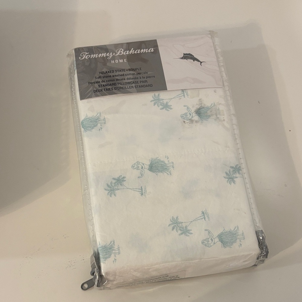 New Tommy Bahama White and Blue Tropical Pillowcases